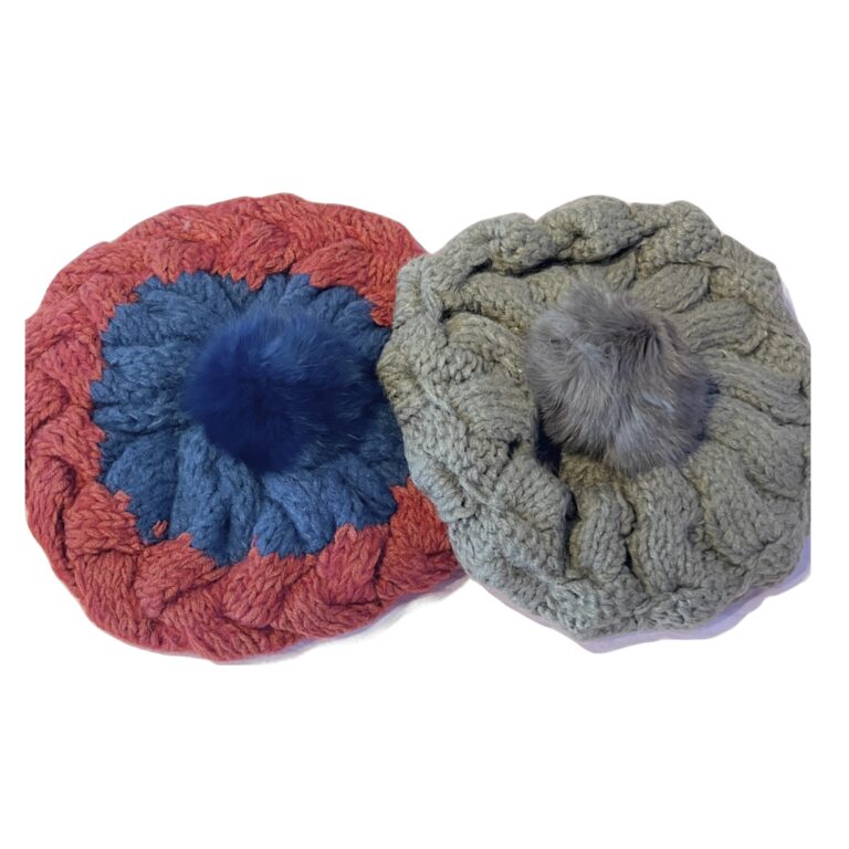 Crocheted Beret with Puff