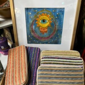 Tan and Navy Crocheted Wallet