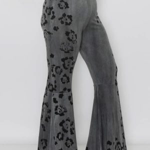 Flared Leopard Print Pants Plus