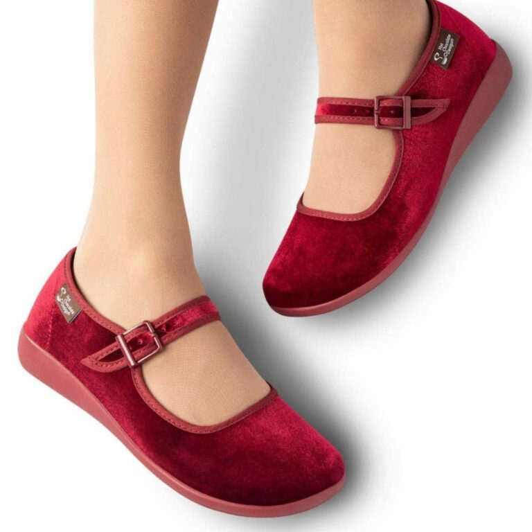 Wine Velvet Mary Janes