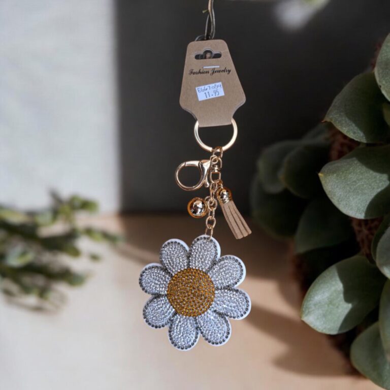 White Flower Keychain