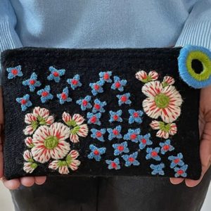 Blk Embroidered Pouch