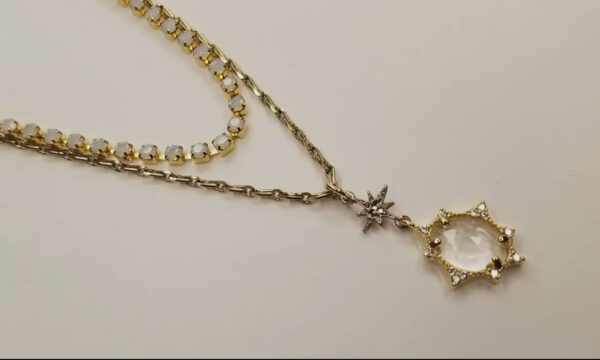 North Star Double Chain Necklace - Gold - Image 2