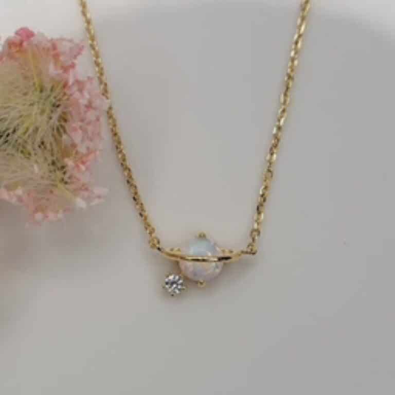 White Opal Planet Necklace