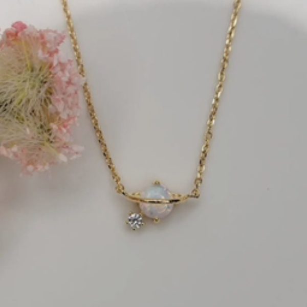 White Opal Planet Necklace