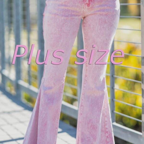 Pink Jean Flared Pants