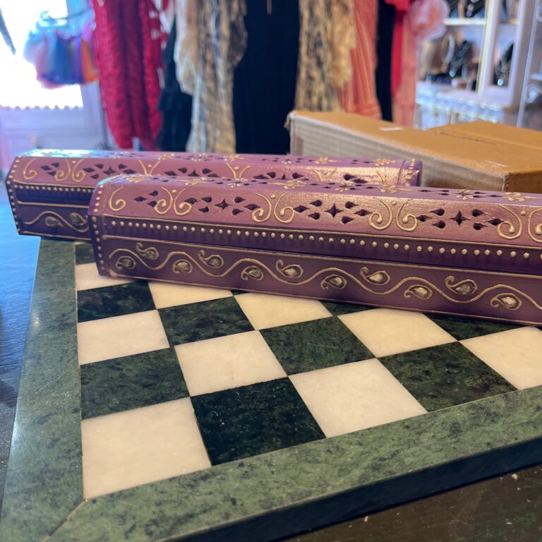 Purple Hand Painted Wooden Incense Box