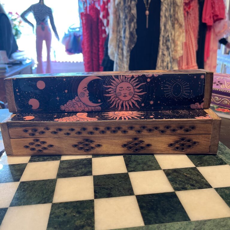 Wooden Incense Burner Box - Sun & Moon