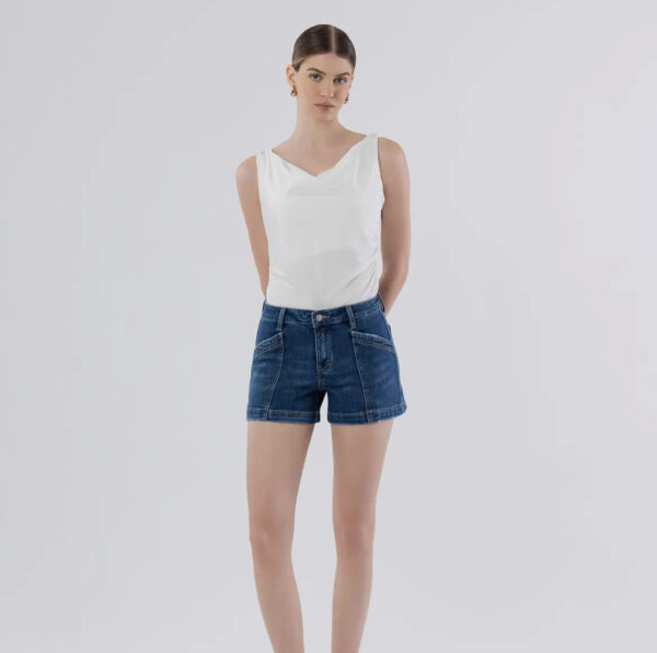 Trouser Hem Denim Shorts - Image 3