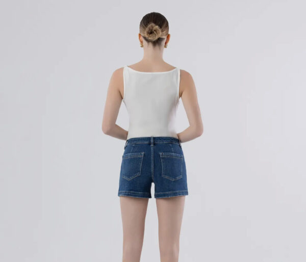 Trouser Hem Denim Shorts - Image 2