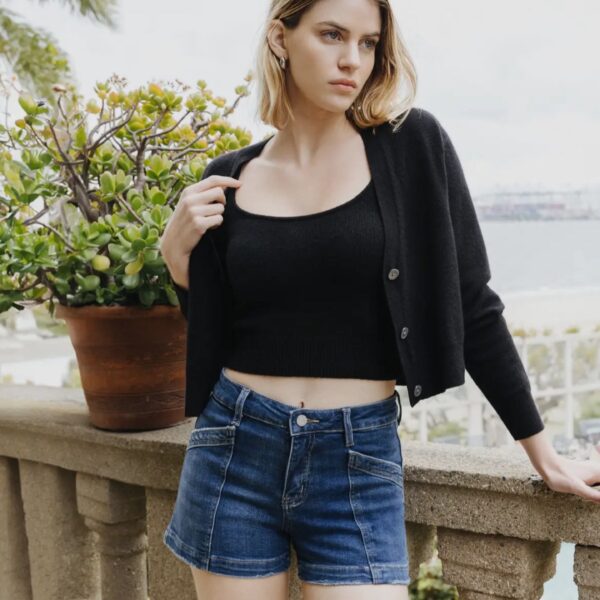 Trouser Hem Denim Shorts